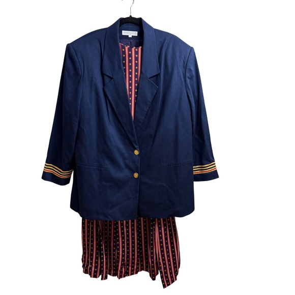 Vintage Americana Womens 20/22 Patriotic Stars Stripes Blazer Top Skirt USA 250